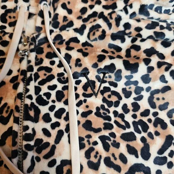 Victorias secret womens Sz XL leopard print hooded crop jacket top - Picture 2 of 8